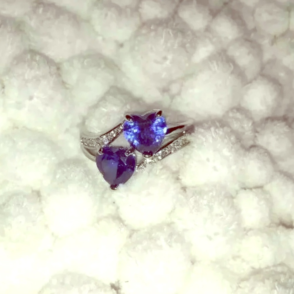 S925 Topaz Double Heart